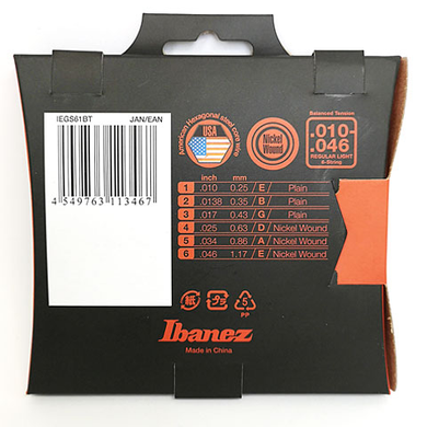 Струны для электрогитар IBANEZ IEGS61BT ELECTRIC GUITARS STRING 10-46