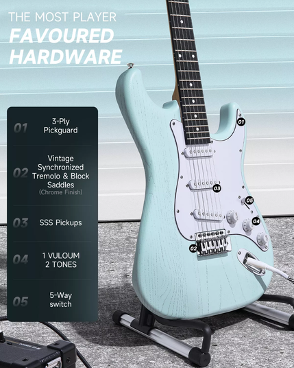 Электрогитара DONNER DST-80 Surf Green - (Комплект) - ProSound