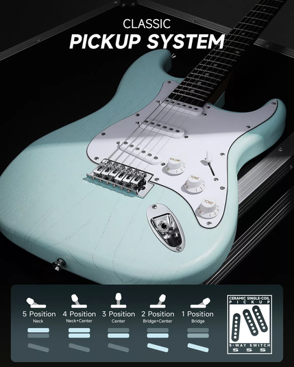 Электрогитара DONNER DST-80 Surf Green - (Комплект) - ProSound