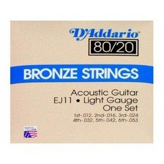 Струни для акустичної гітари DAddario EJ11 80/20 Bronze Light (12-53)
