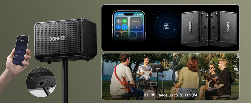 Акустическая система Donner MT-1 с Bluetooth, Аккумулятор