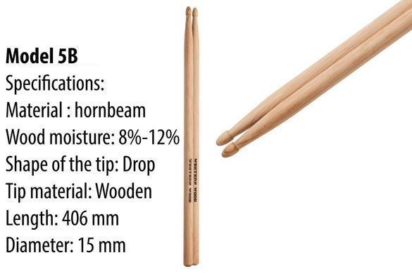 Барабанные палочки Western Wood Hornbeam 5B