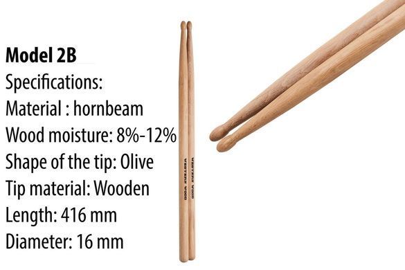 Барабанные палочки Western Wood Hornbeam 2B