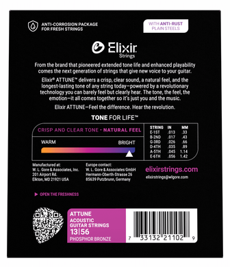 Струни для акустичної гітари Elixir PB XW M (13-56)